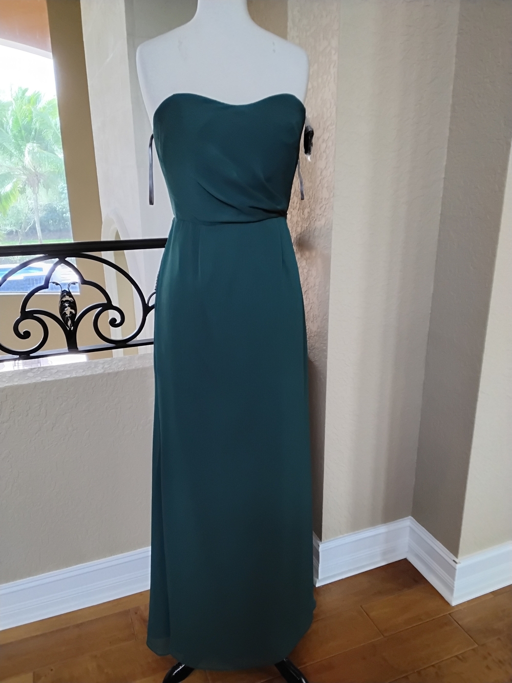 White by Vera Wang Strapless Teal Evening Gown